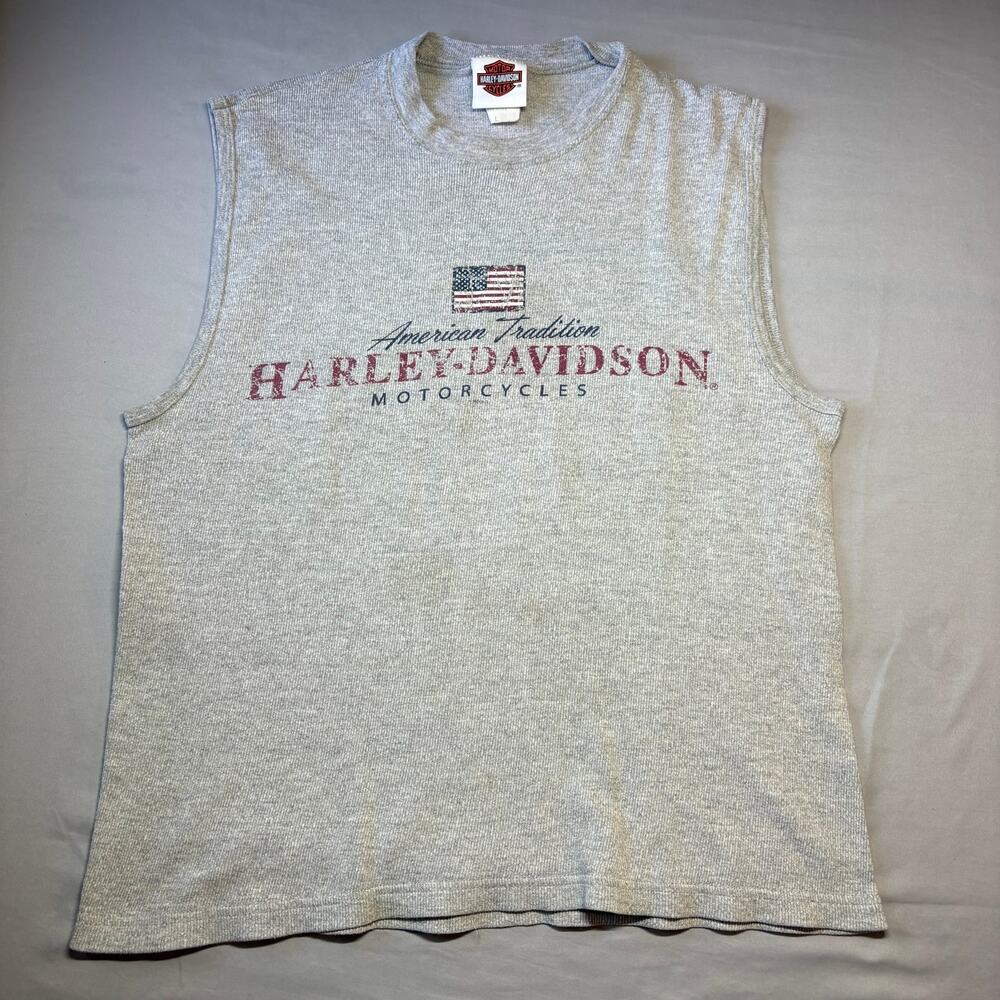 Vintage harley davidson grey cut off t shirt